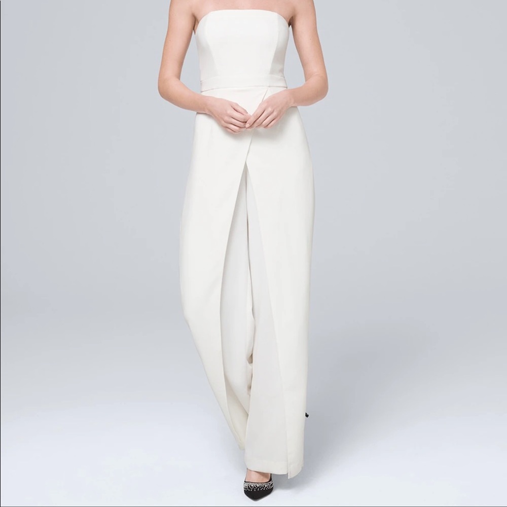 White House Black Market Strapless Split-leg Jumpsuit size 8